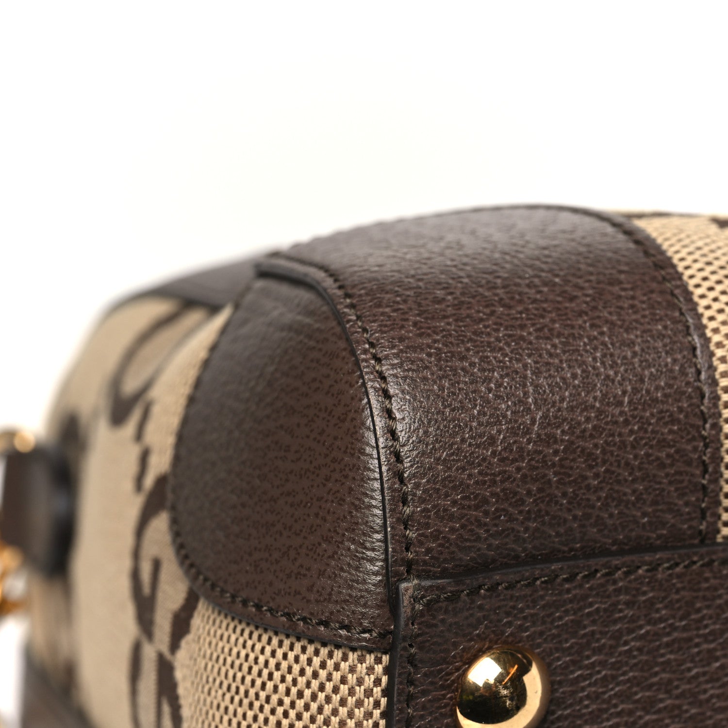 Monogram Jumbo GG Textured Dollar Calfskin Web Large Duffle Bag Camel Ebony
