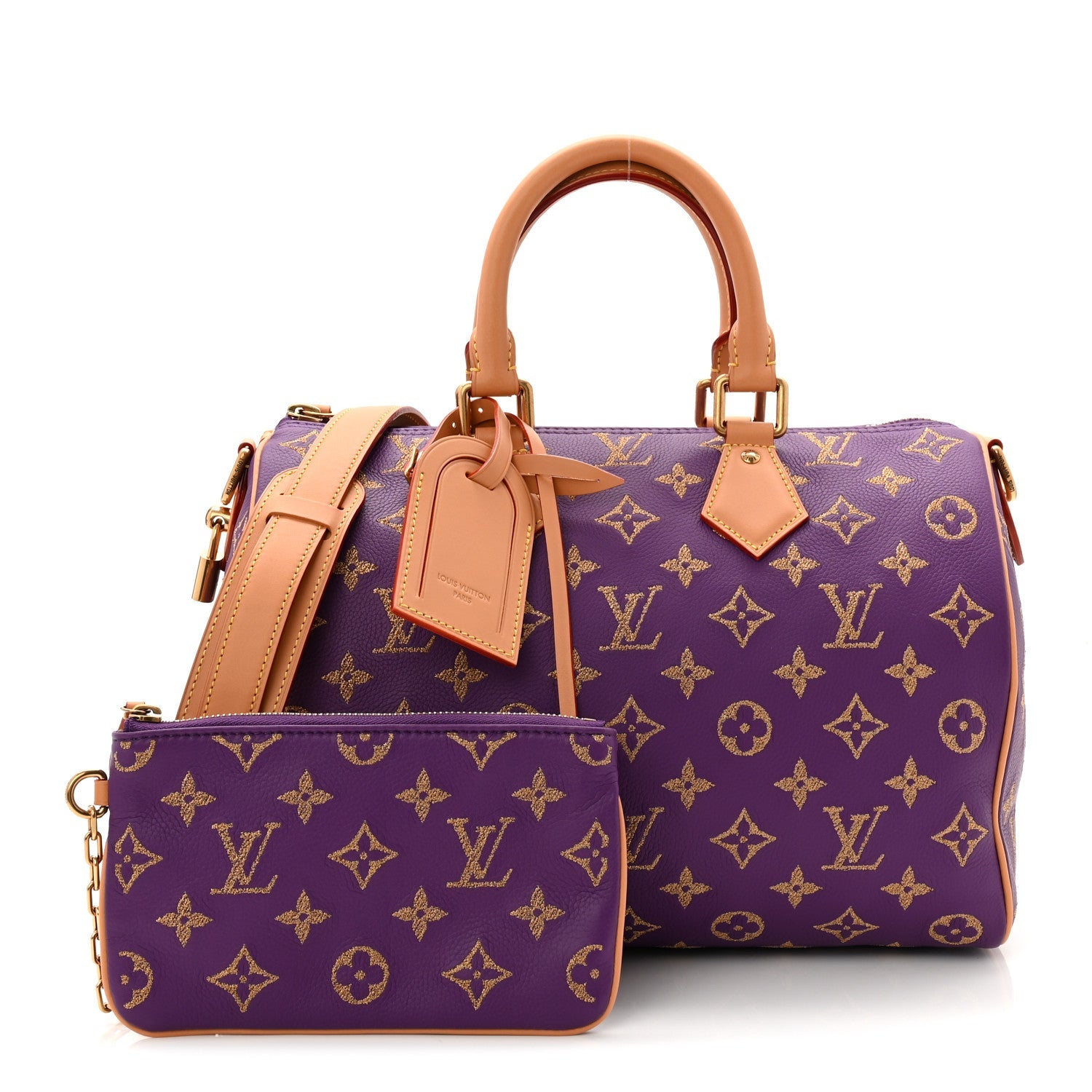 Calfskin Monogram Speedy P9 Bandouliere 30 Golden Lotus Purple