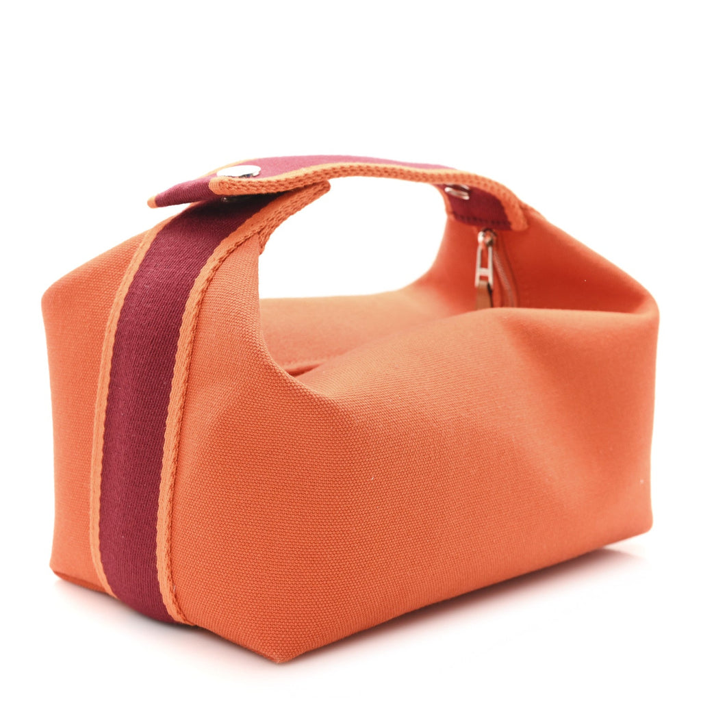 CANVAS SMALL BRIDE-A-BRAC POUCH ORANGE BURGUNDY