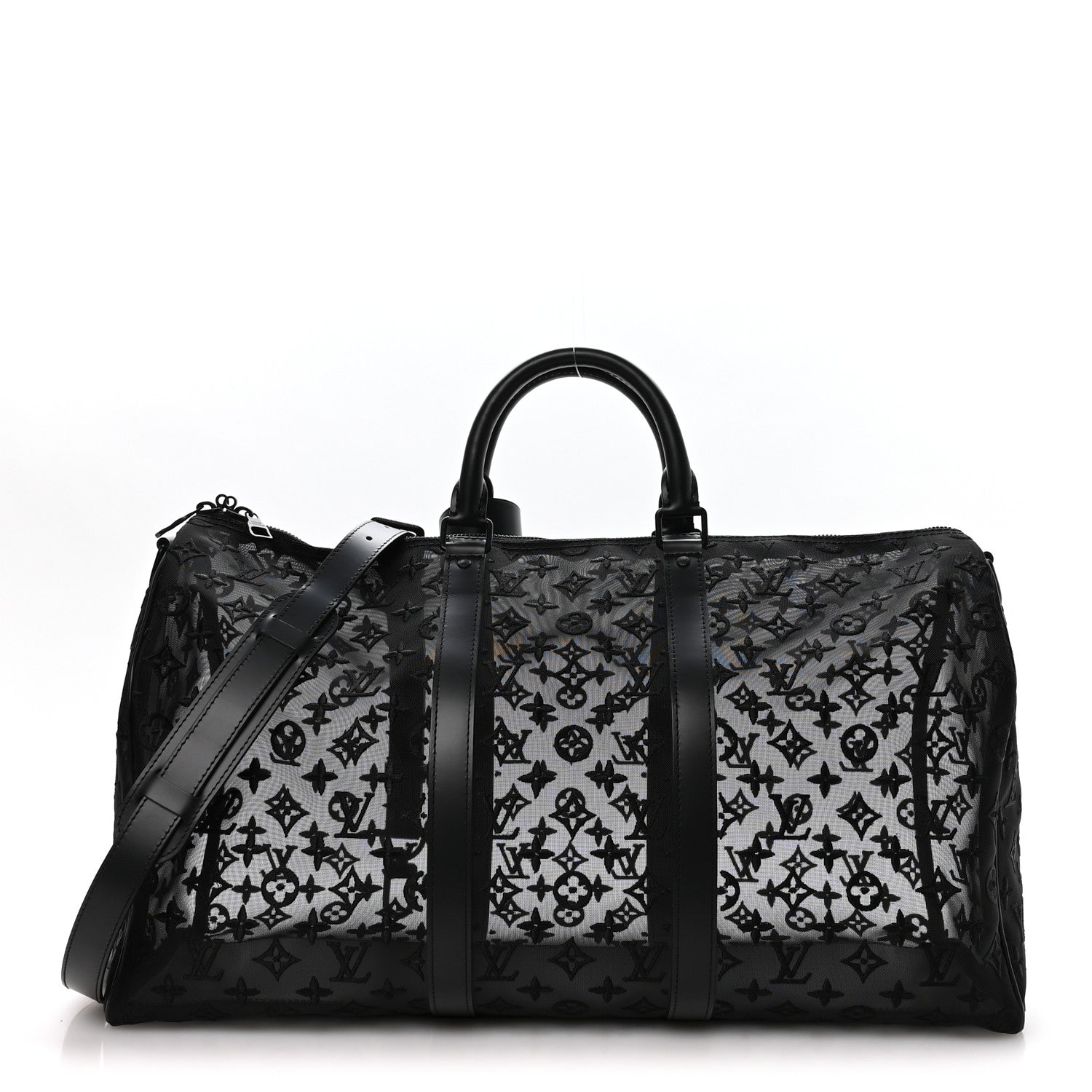 MONOGRAM SEE THROUGH KEEPALL BANDOULIERE 50 BLACK