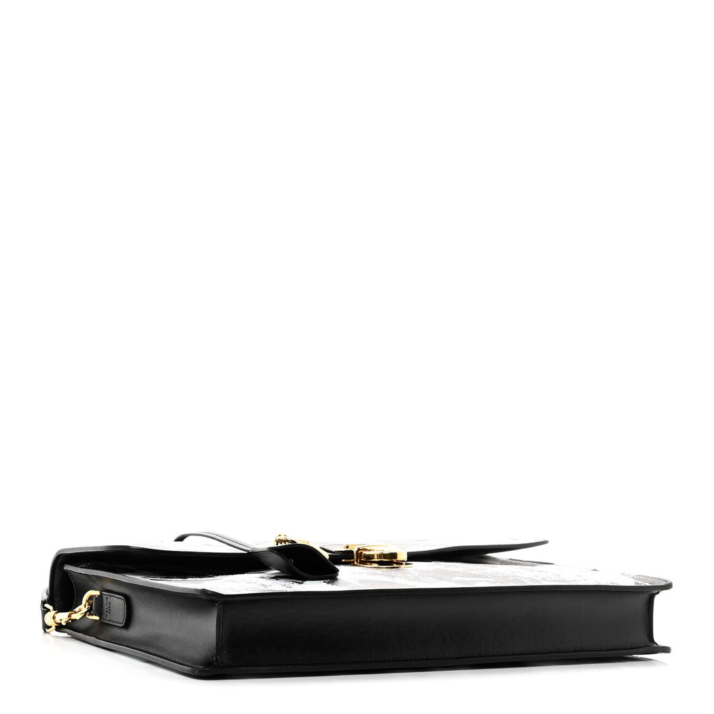 Triomphe Canvas Calfskin Cartable Small Briefcase Black