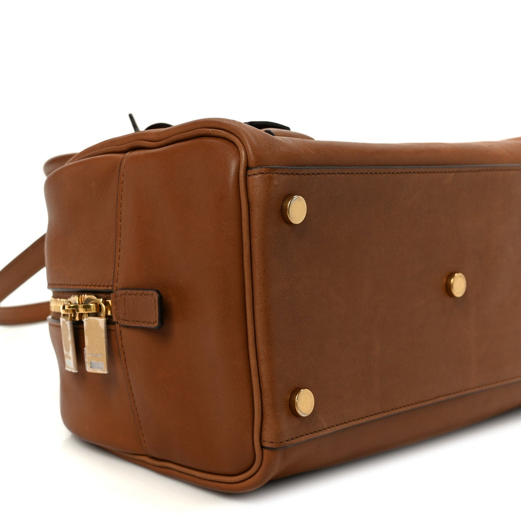 CALFSKIN SMALL SAC DE JOUR BOSTON HANDLE TOASTED BROWN
