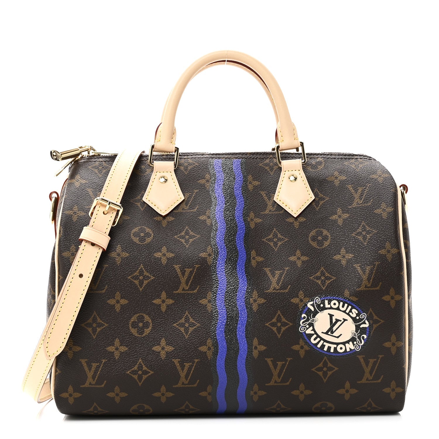 MON MONOGRAM SPEEDY BANDOULIERE 30 INDIGO BLUE KHAKI