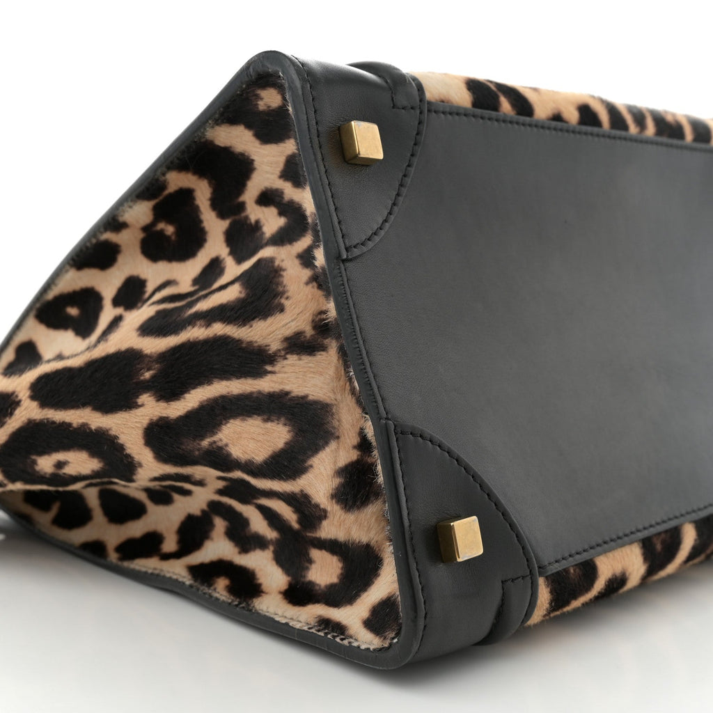 LEOPARD PONY HAIR MINI LUGGAGE BLACK