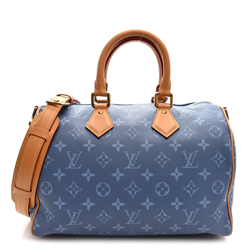 CALFSKIN MONOGRAM SPEEDY P9 BANDOULIERE 30 SILK BLUE