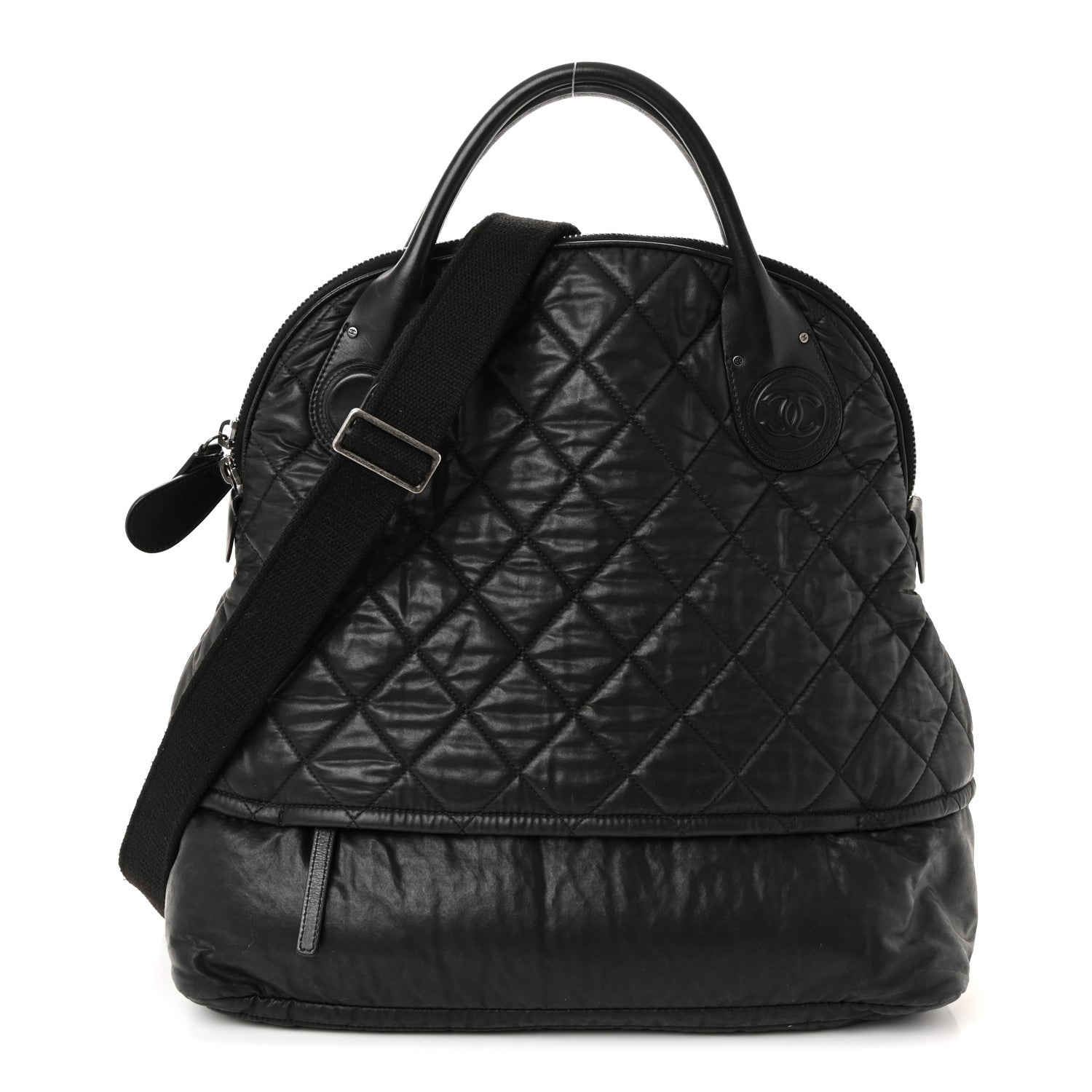 Coated Canvas Quilted Large Garment Travel Bag Black
