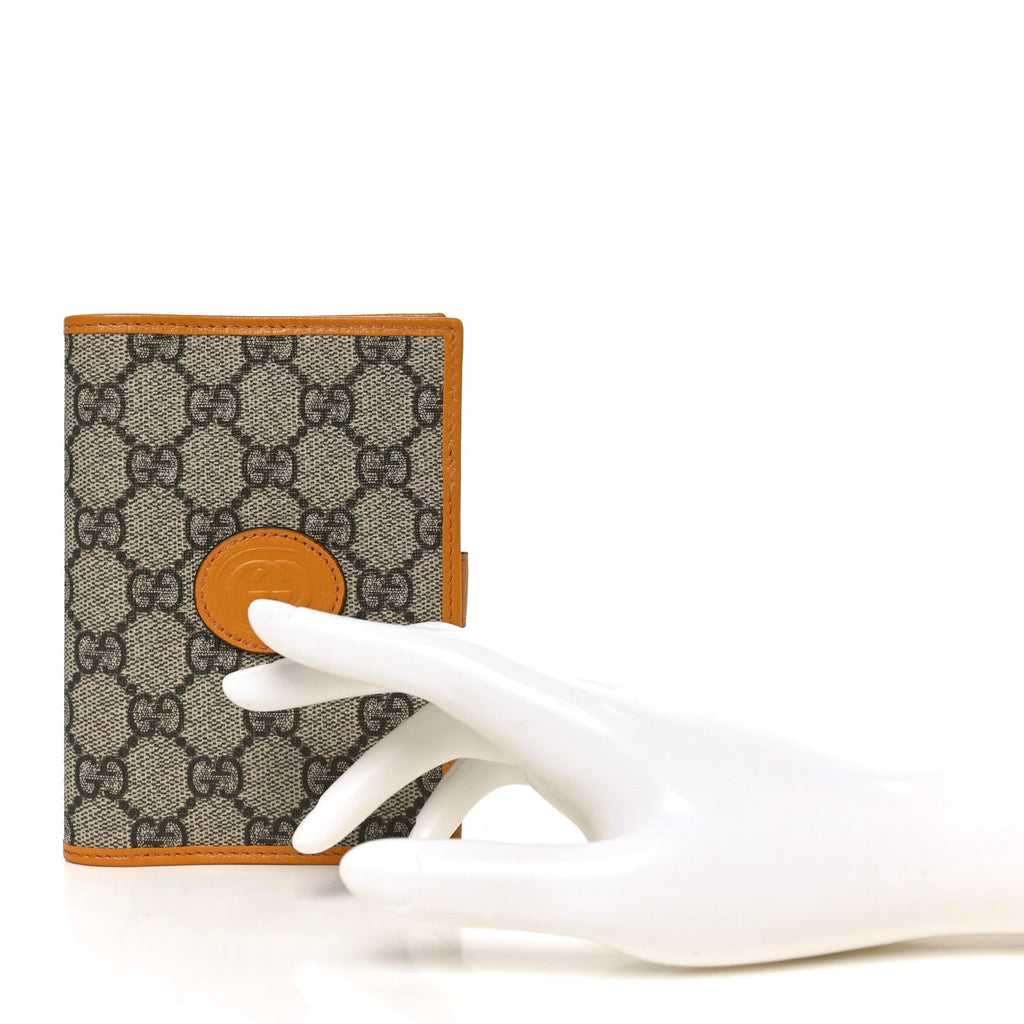 GG Supreme Monogram Azalea Calfskin Retro Interlocking G Passport Case Beige Yellow