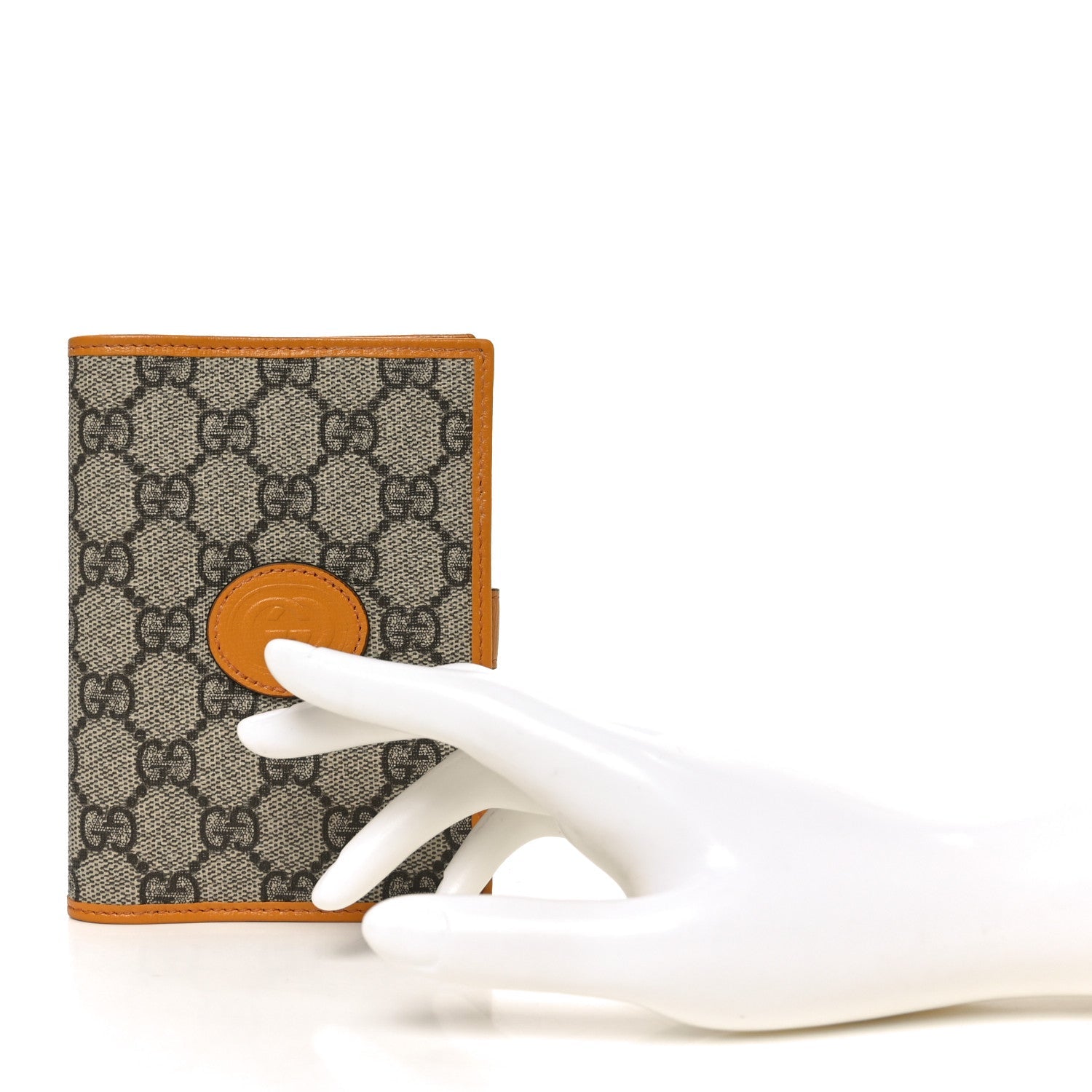 GG Supreme Monogram Azalea Calfskin Retro Interlocking G Passport Case Beige Yellow