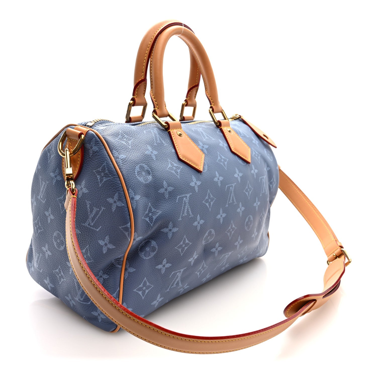 CALFSKIN MONOGRAM SPEEDY P9 BANDOULIERE 30 SILK BLUE