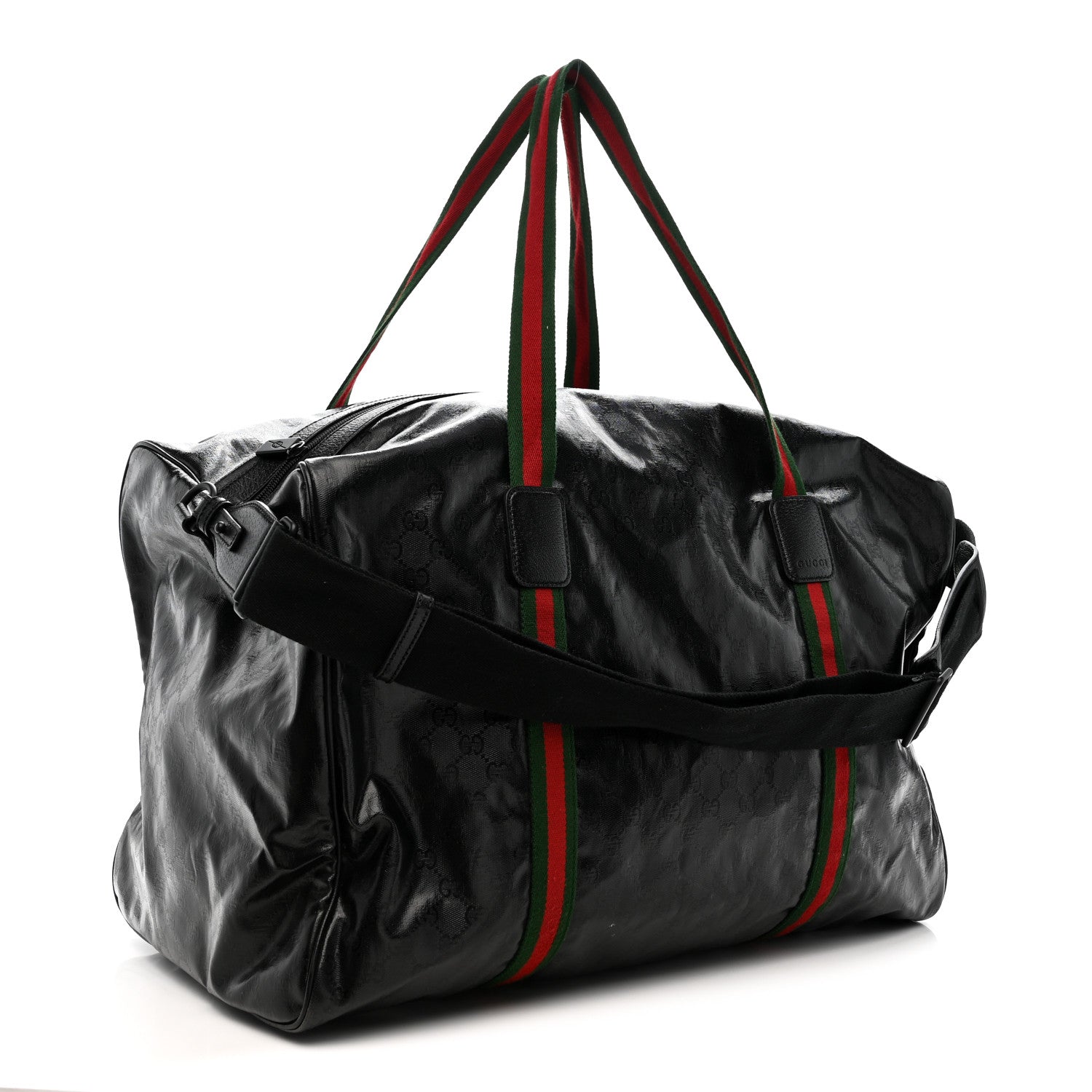 CRYSTAL MONOGRAM WEB LARGE DUFFLE BAG BLACK