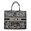 Canvas Embroidered Large Around The World Book Tote Black White
