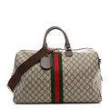 GG SUPREME MONOGRAM TEXTURED DOLLAR CALFSKIN WEB MEDIUM OPHIDIA CARRY-ON DUFFLE BAG BEIGE EBONY NEW ACERO
