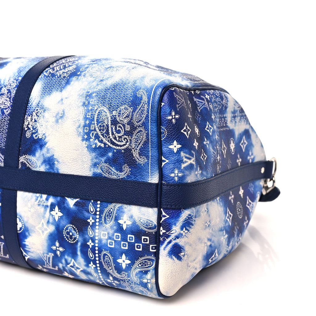 COWHIDE MONOGRAM BANDANA KEEPALL BANDOULIERE 50 BLUE