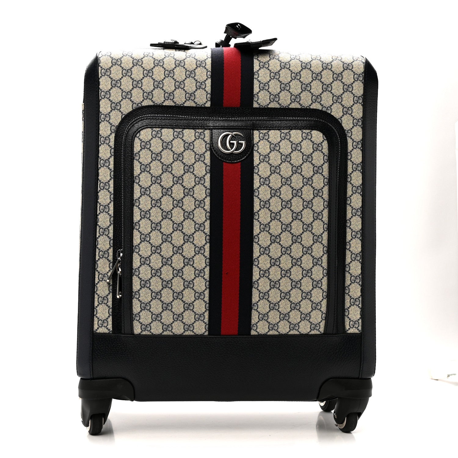 GG Supreme Monogram Textured Dollar Calfskin Web Savoy Cabin Plus Trolley Beige Blue
