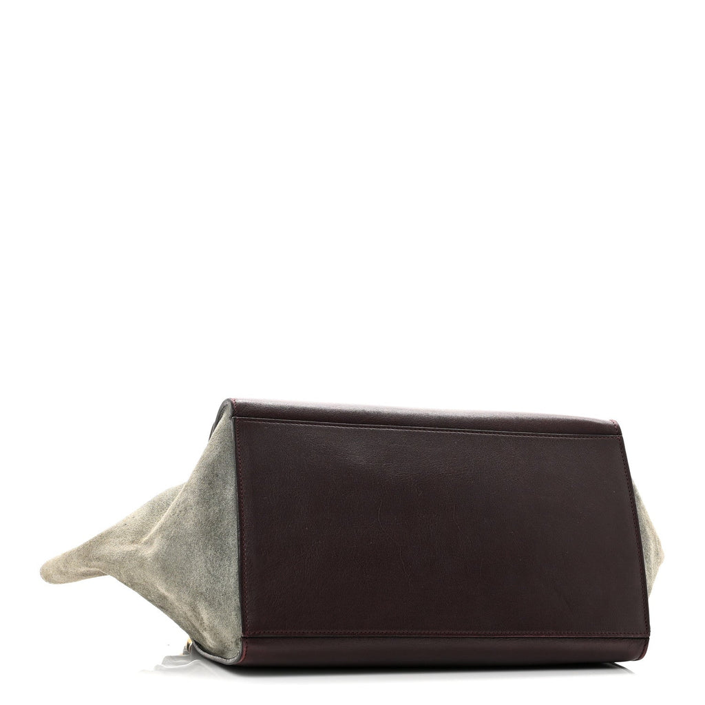 Calfskin and Suede Small Tri-Color Trapeze Dark Grey