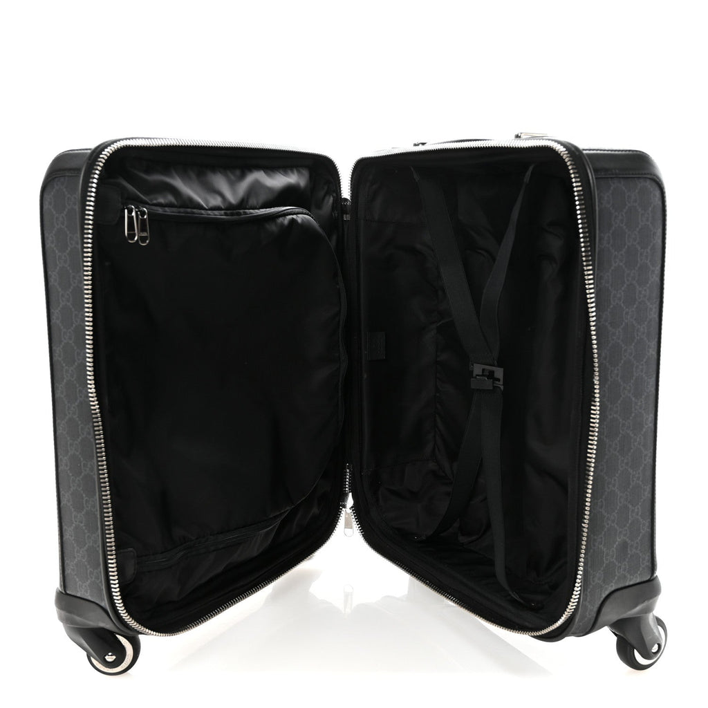 GG SUPREME MONOGRAM GRAN TURISMO SUITCASE BLACK GREY
