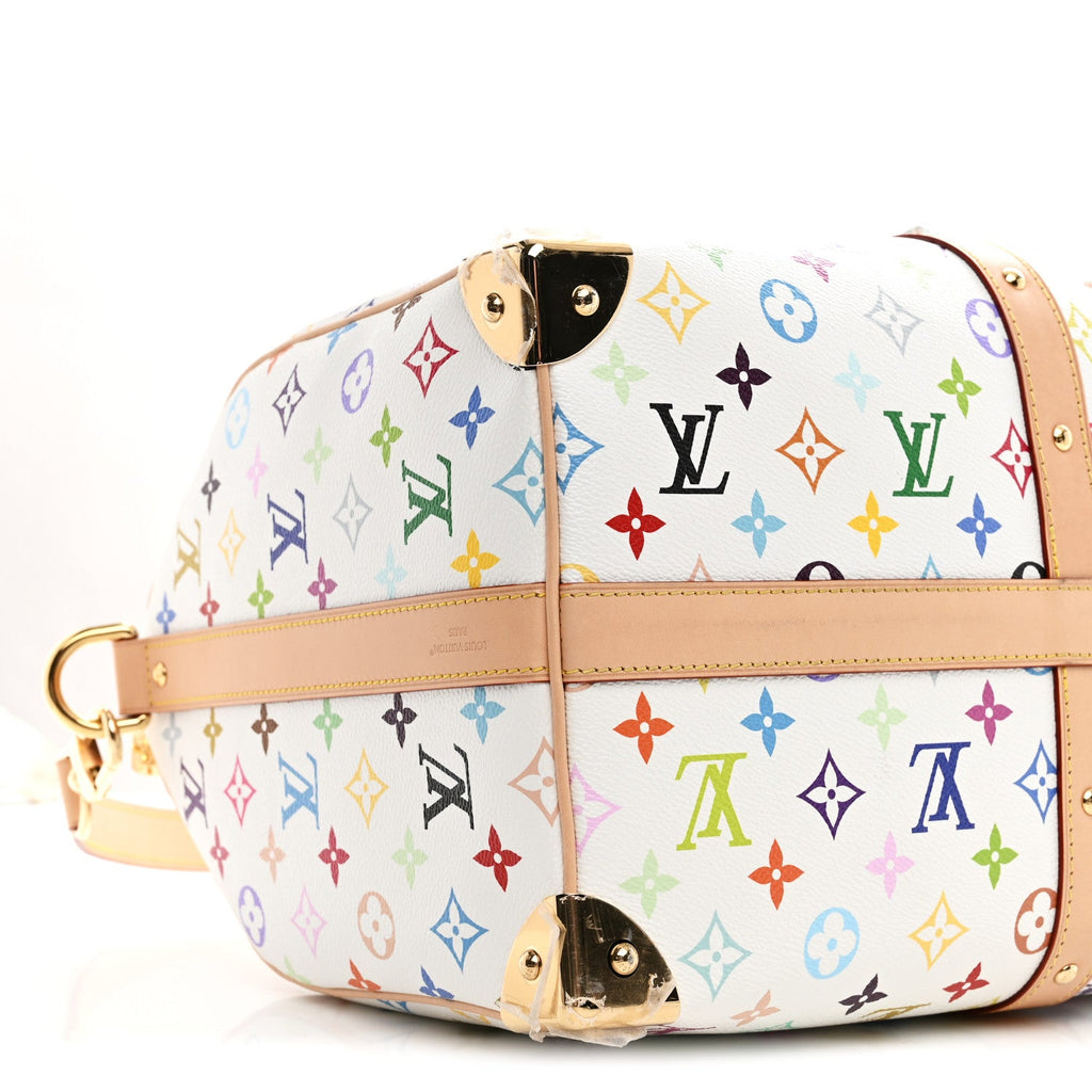 LV X TM MONOGRAM MULTICOLOR KEEPALL BANDOULIERE 45 WHITE