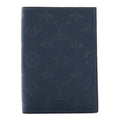Calfskin Monogram Shadow Passport Cover Navy Blue