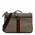 GG SUPREME MONOGRAM TEXTURED DOLLAR CALFSKIN WEB OPHIDIA SAVOY GARMENT BAG BEIGE EBONY NEW ACERO