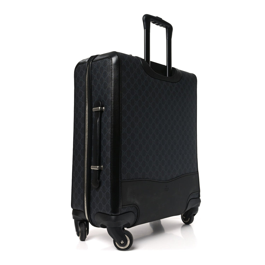GG SUPREME MONOGRAM AZALEA CALFSKIN RETRO INTERLOCKING G SMALL SAVOY CABIN TROLLEY BLACK