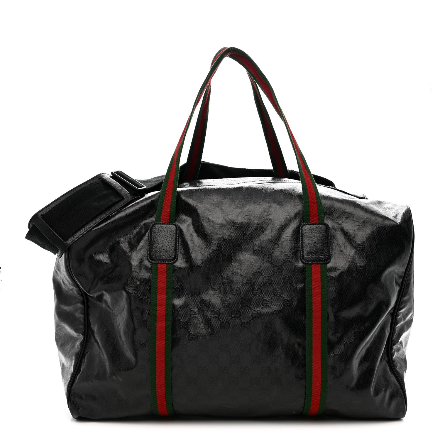 CRYSTAL MONOGRAM WEB LARGE DUFFLE BAG BLACK