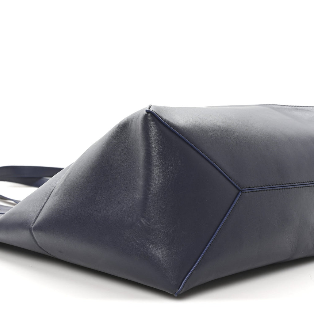 SHINY CALFSKIN LARGE PUZZLE FOLD TOTE ABYSS BLUE