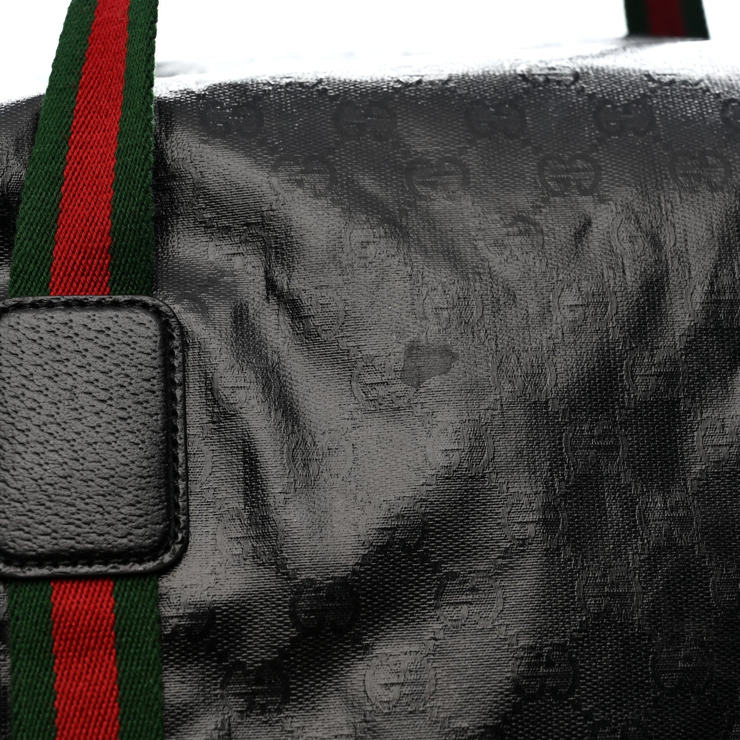 CRYSTAL MONOGRAM WEB LARGE DUFFLE BAG BLACK