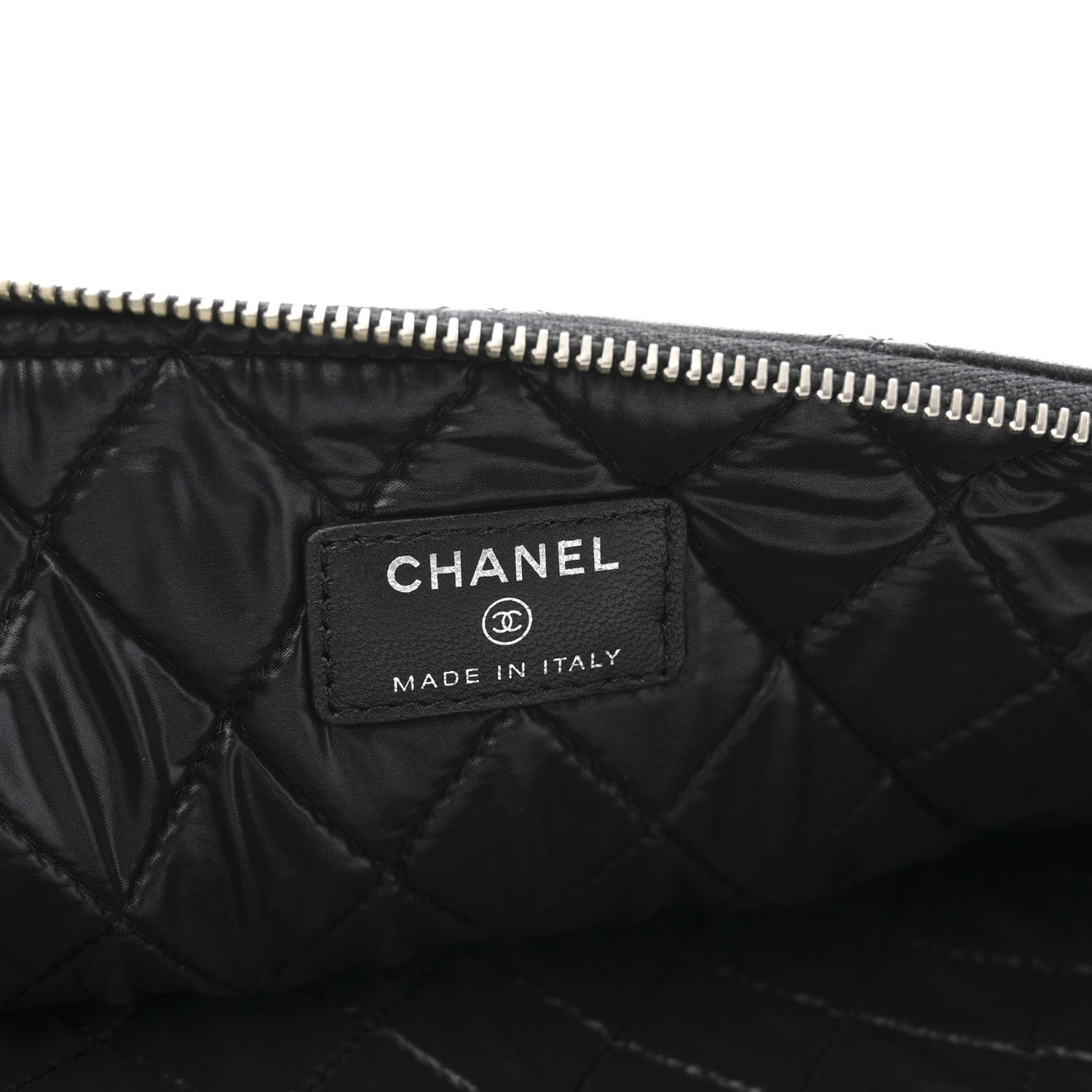 LAMBSKIN DOUBLE STITCH QUILTED COSMETIC CASE BLACK
