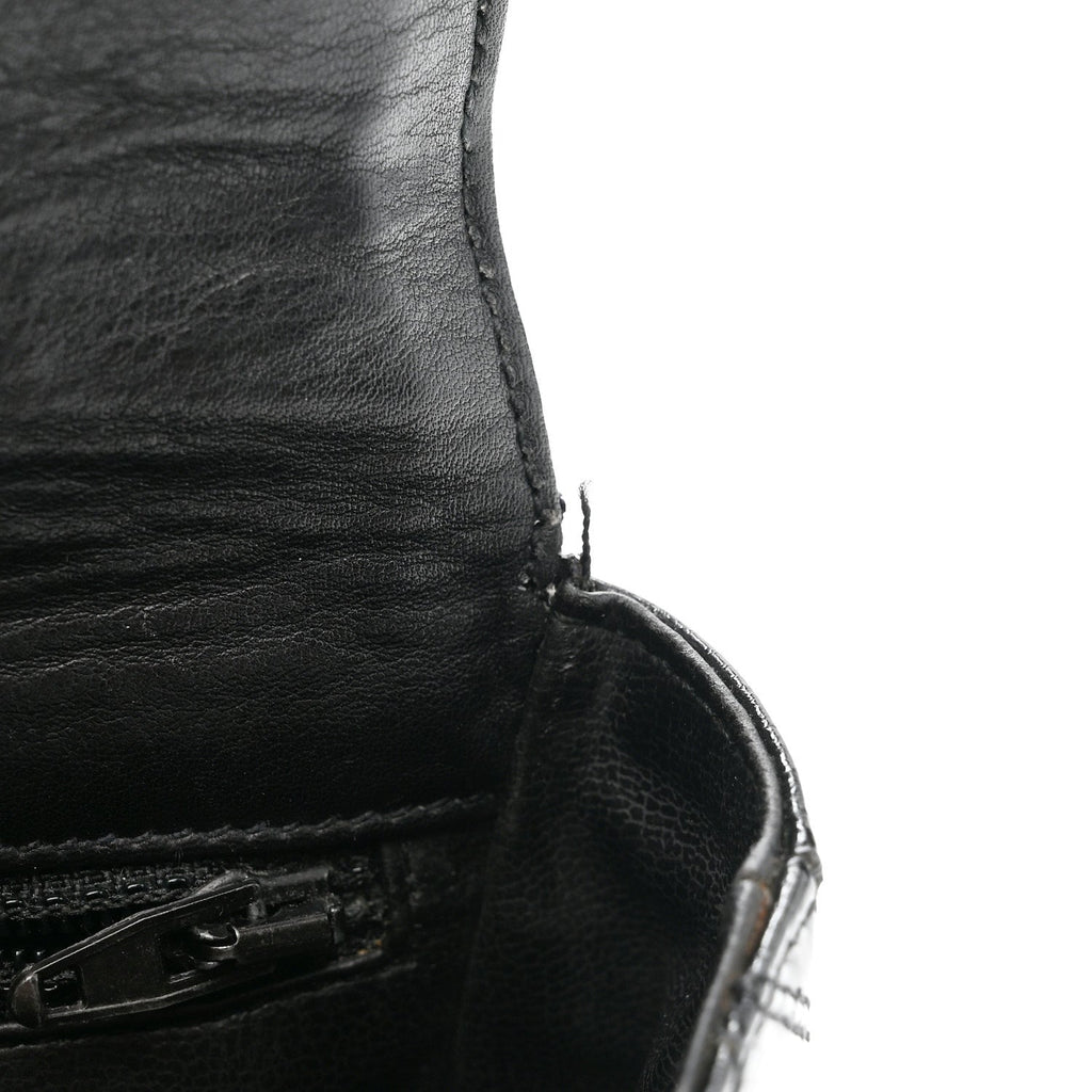 PATENT FLAP WAIST BELT BAG BLACK