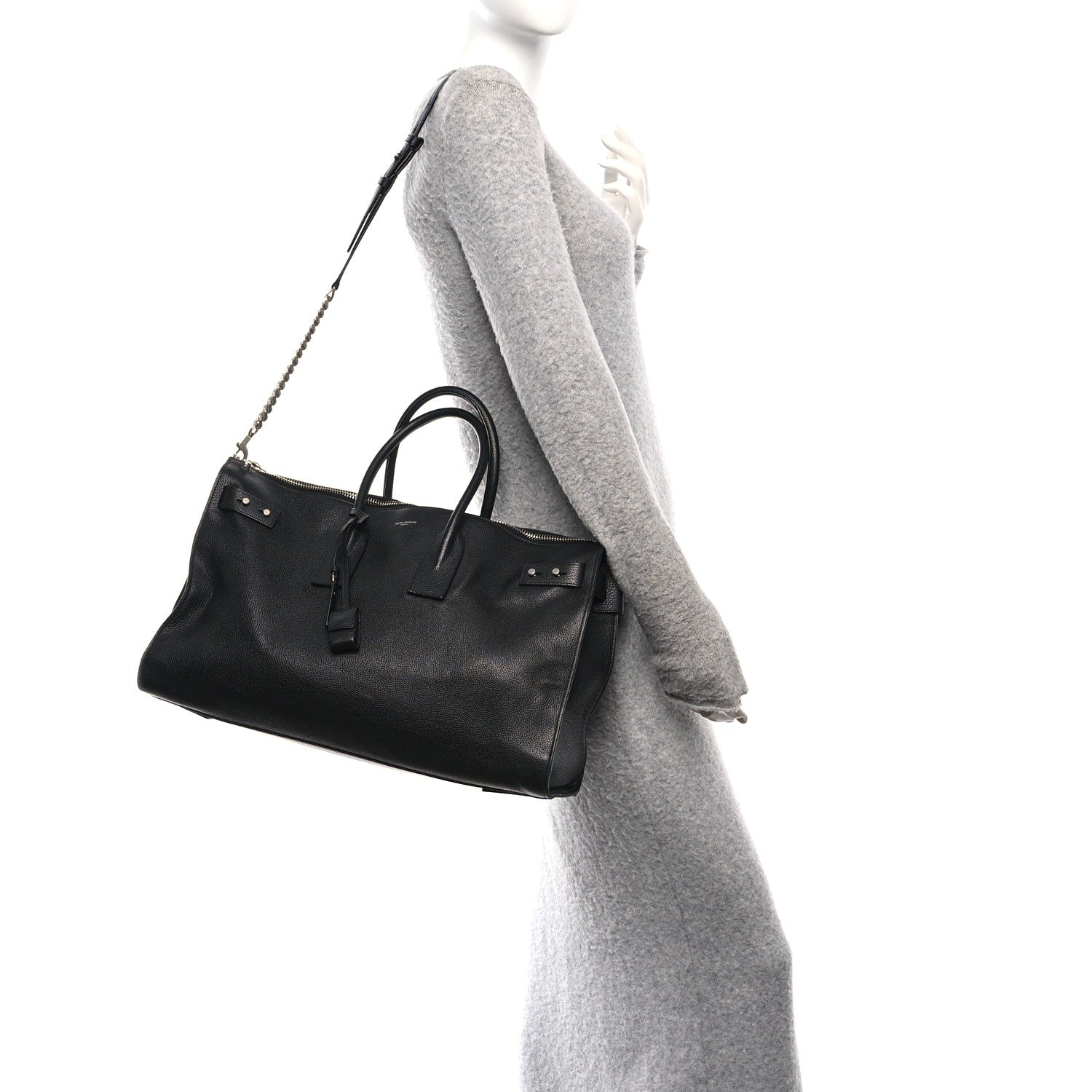GRAINED CALFSKIN MEDIUM SOUPLE SAC DE JOUR DUFFLE BLACK