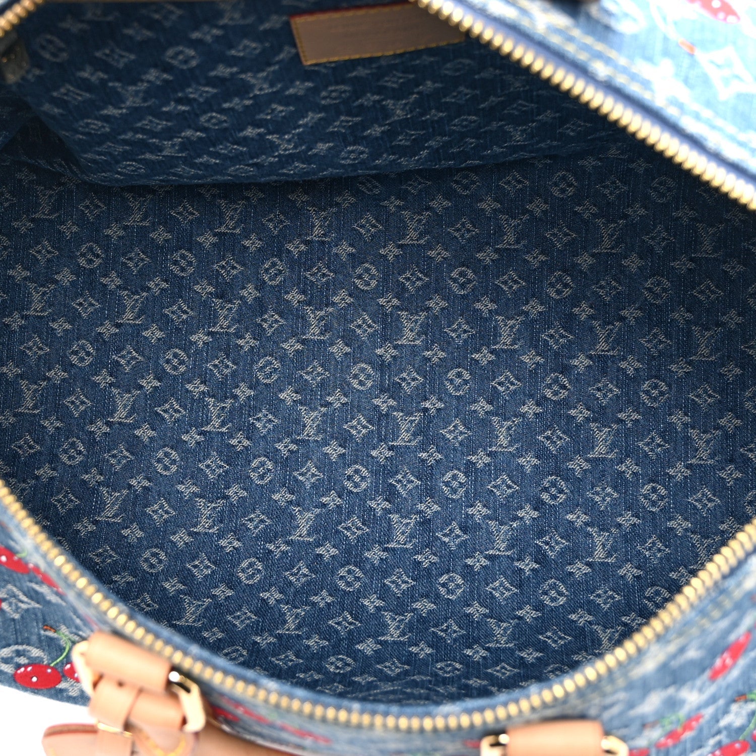 LV X TM MONOGRAM DENIM CERISES KEEPALL BANDOULIERE 45 BLUE