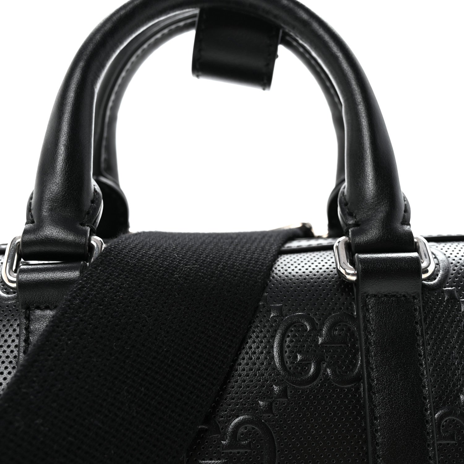 CALFSKIN GG TENNIS EMBOSSED MINI DUFFLE BAG BLACK