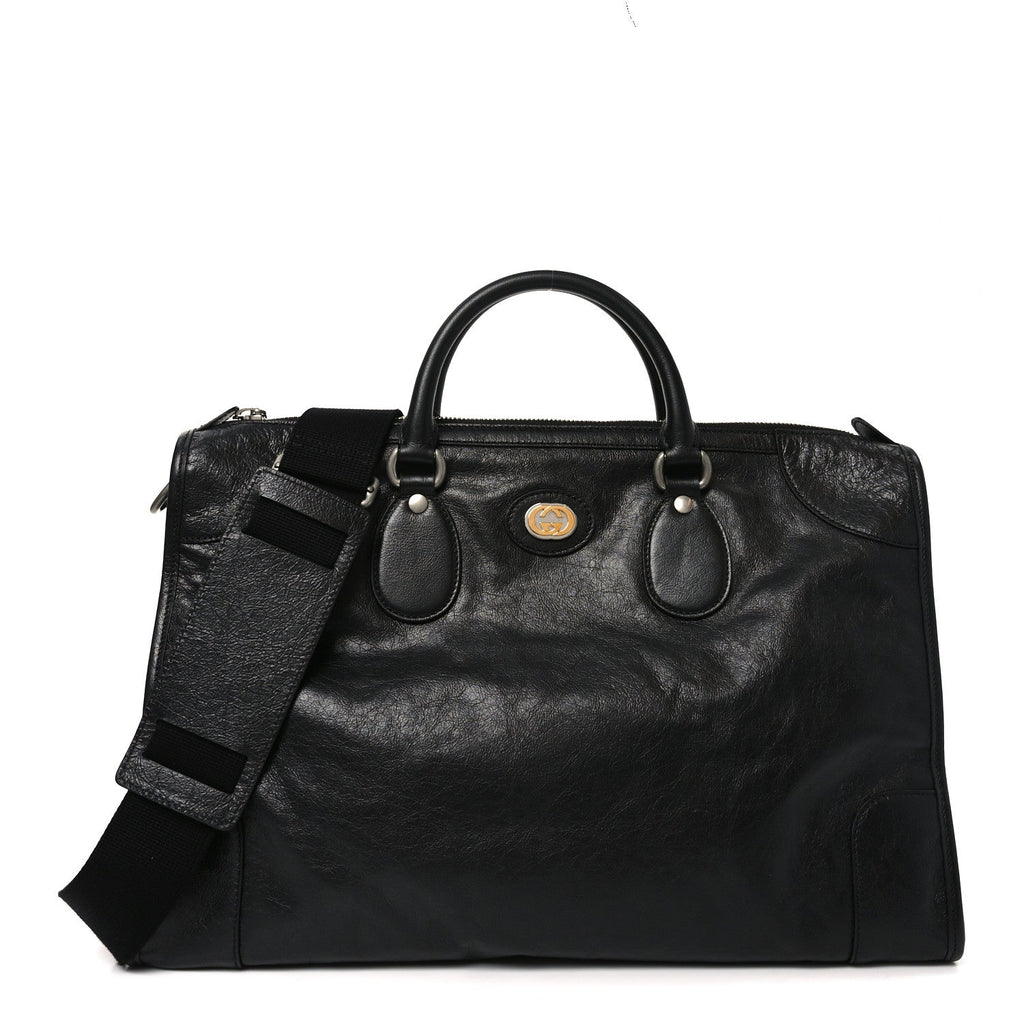 FLUFFY CALFSKIN MORPHEUS WEEKENDER DUFFLE BLACK