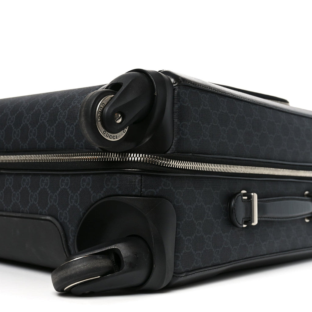GG SUPREME MONOGRAM AZALEA CALFSKIN RETRO INTERLOCKING G SMALL SAVOY CABIN TROLLEY BLACK