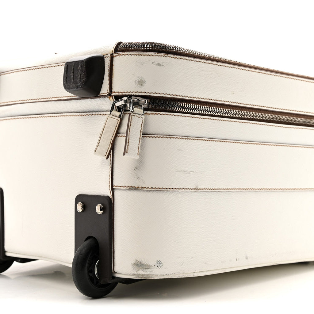 Saffiano Travel Trolley Luggage White