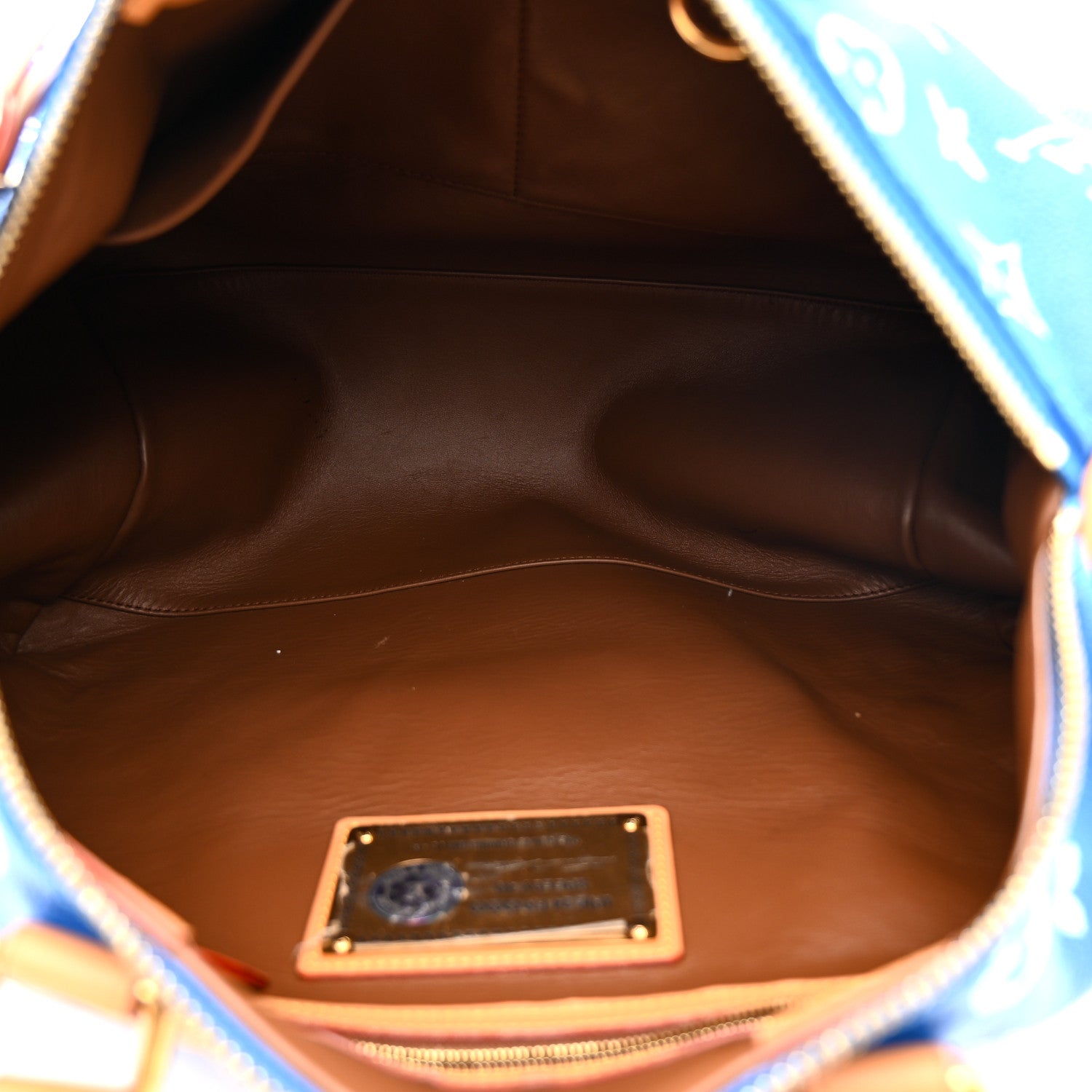 CALFSKIN MONOGRAM SPEEDY P9 BANDOULIERE 40 BLUE