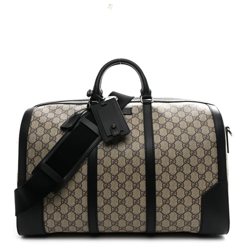 GG SUPREME MONOGRAM SELLERIA CALFSKIN MEDIUM DUFFLE BEIGE EBONY BLACK