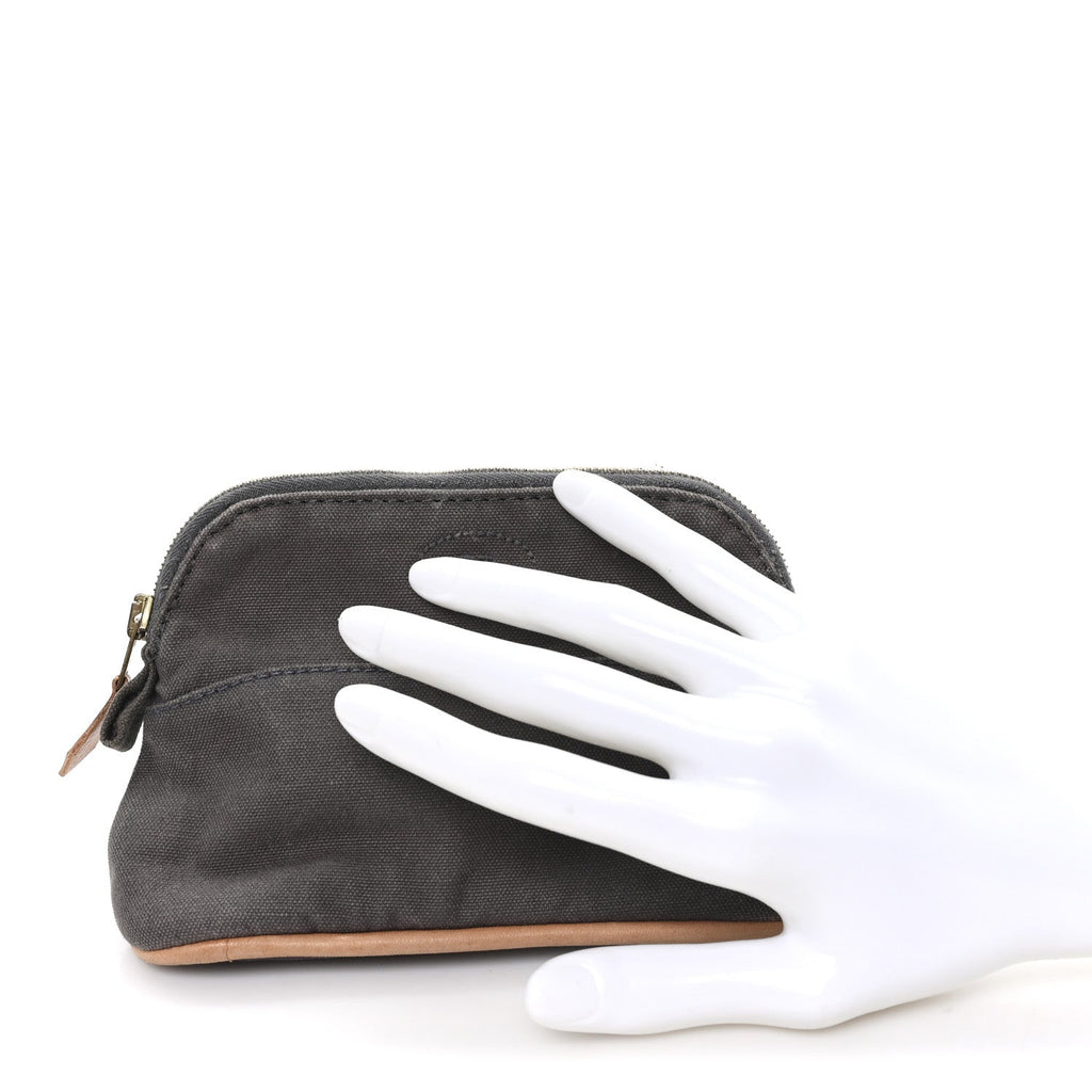 COTTON CANVAS MINI BOLIDE TRAVEL COSMETIC POUCH GRIS