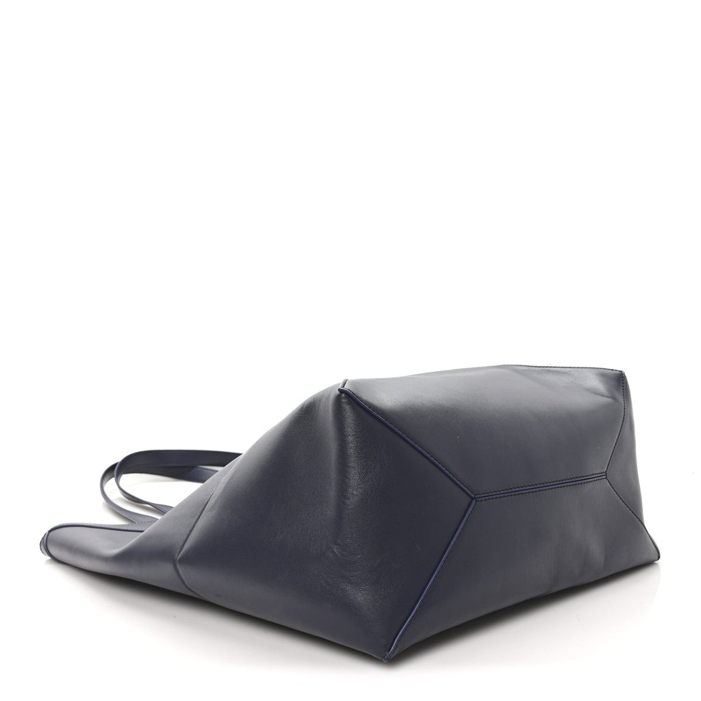 SHINY CALFSKIN LARGE PUZZLE FOLD TOTE ABYSS BLUE