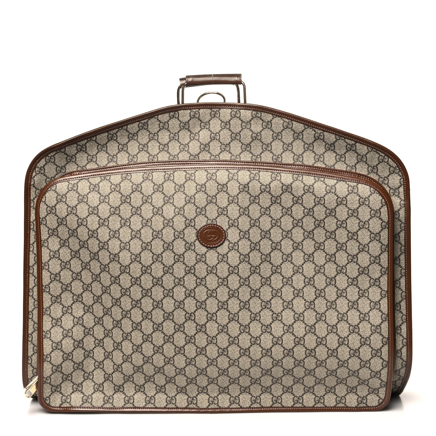 GG Supreme Monogram Azalea Calfskin Retro Interlocking G Hanger Garment Bag Beige Ebony Brown Sugar