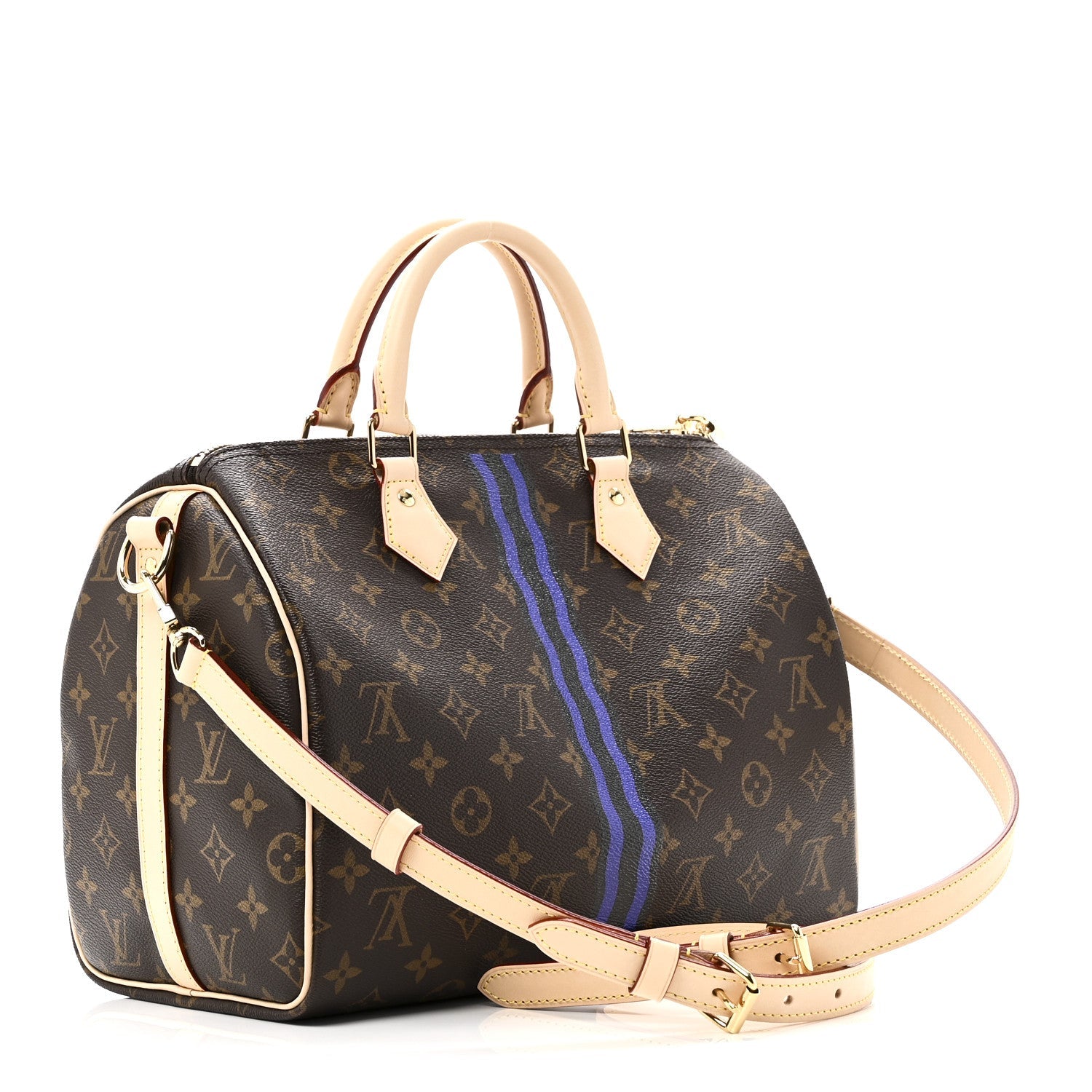 MON MONOGRAM SPEEDY BANDOULIERE 30 INDIGO BLUE KHAKI