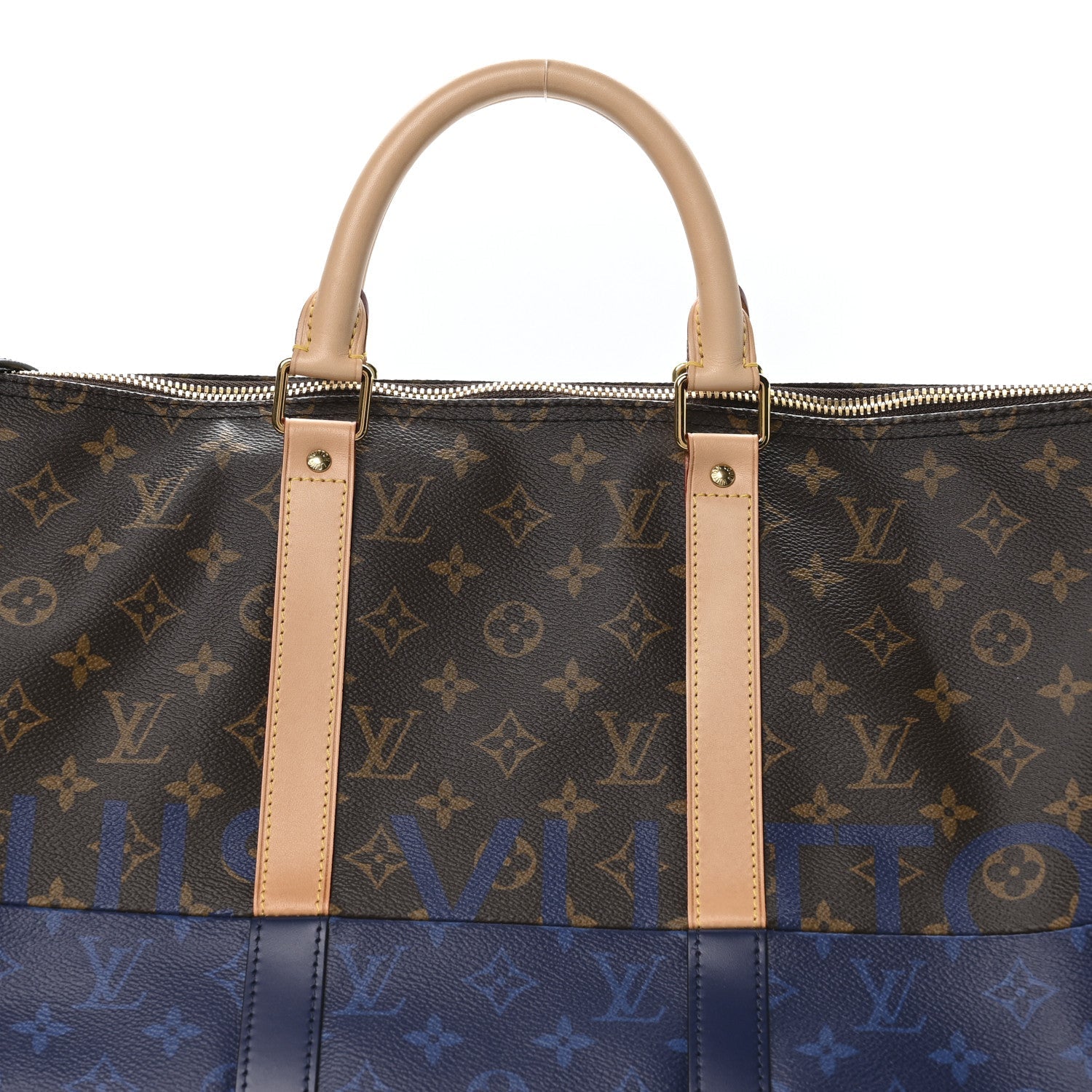 MONOGRAM SPLIT KEEPALL BANDOULIERE 50 PACIFIC BLUE