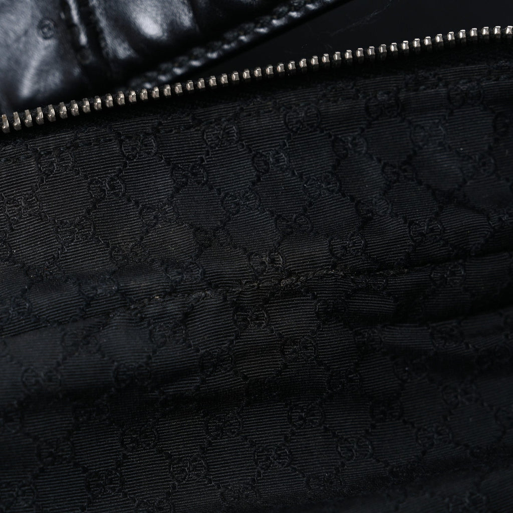 CALFSKIN CANVAS DOUBLE ZIP LARGE TRAVEL BAG BLACK