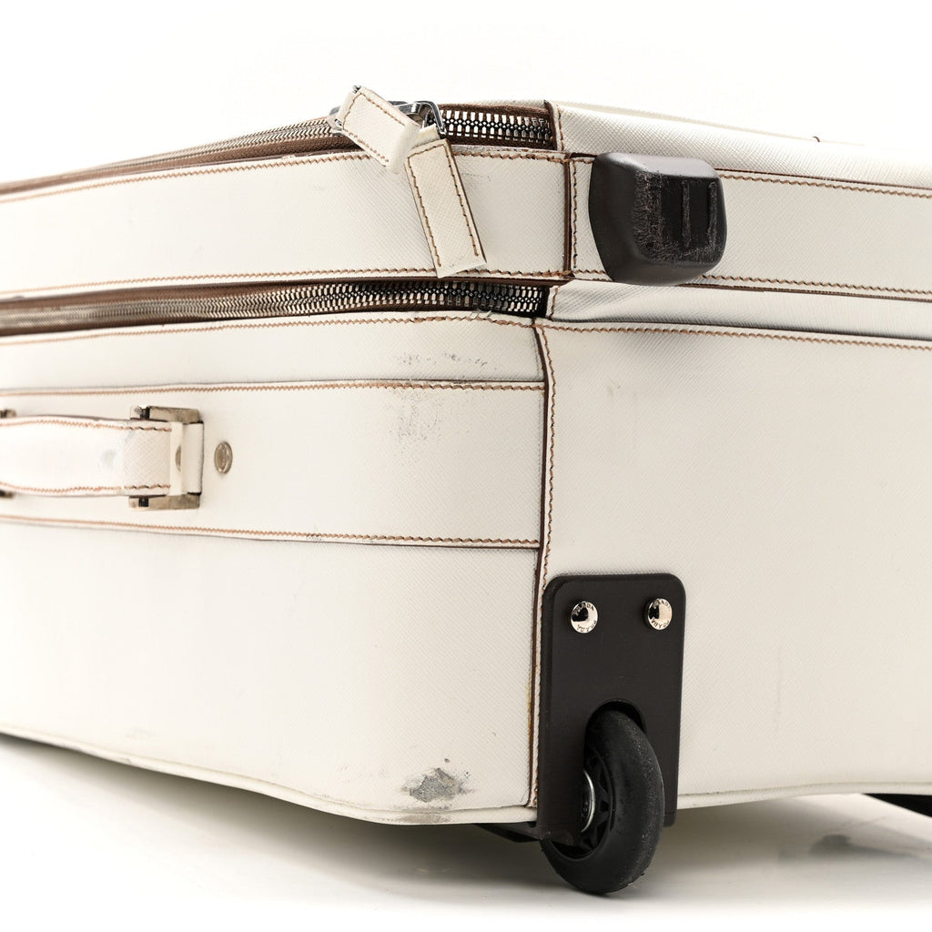 Saffiano Travel Trolley Luggage White