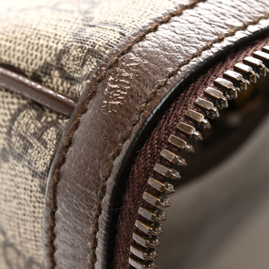 GG SUPREME MONOGRAM TEXTURED DOLLAR CALFSKIN WEB MEDIUM OPHIDIA CARRY-ON DUFFLE BAG BEIGE EBONY NEW ACERO