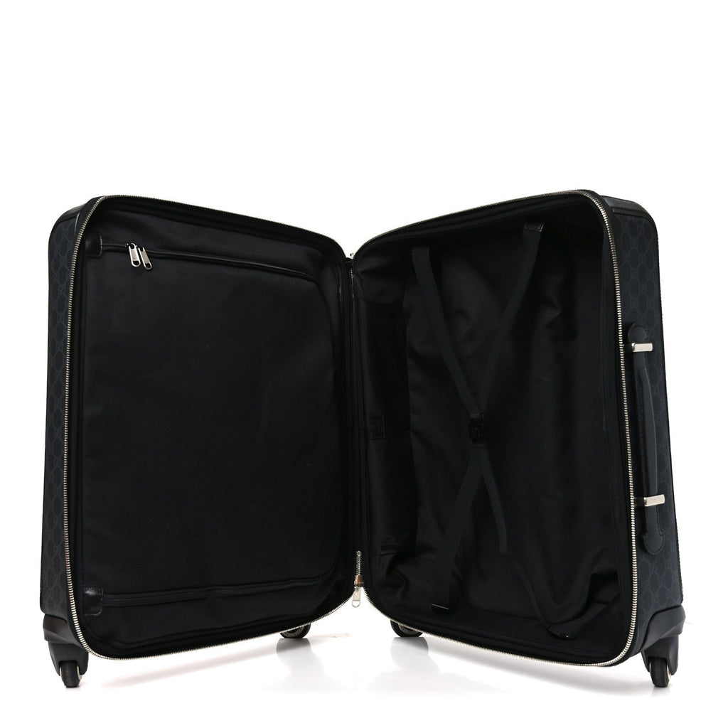 GG SUPREME MONOGRAM AZALEA CALFSKIN RETRO INTERLOCKING G SMALL SAVOY CABIN TROLLEY BLACK