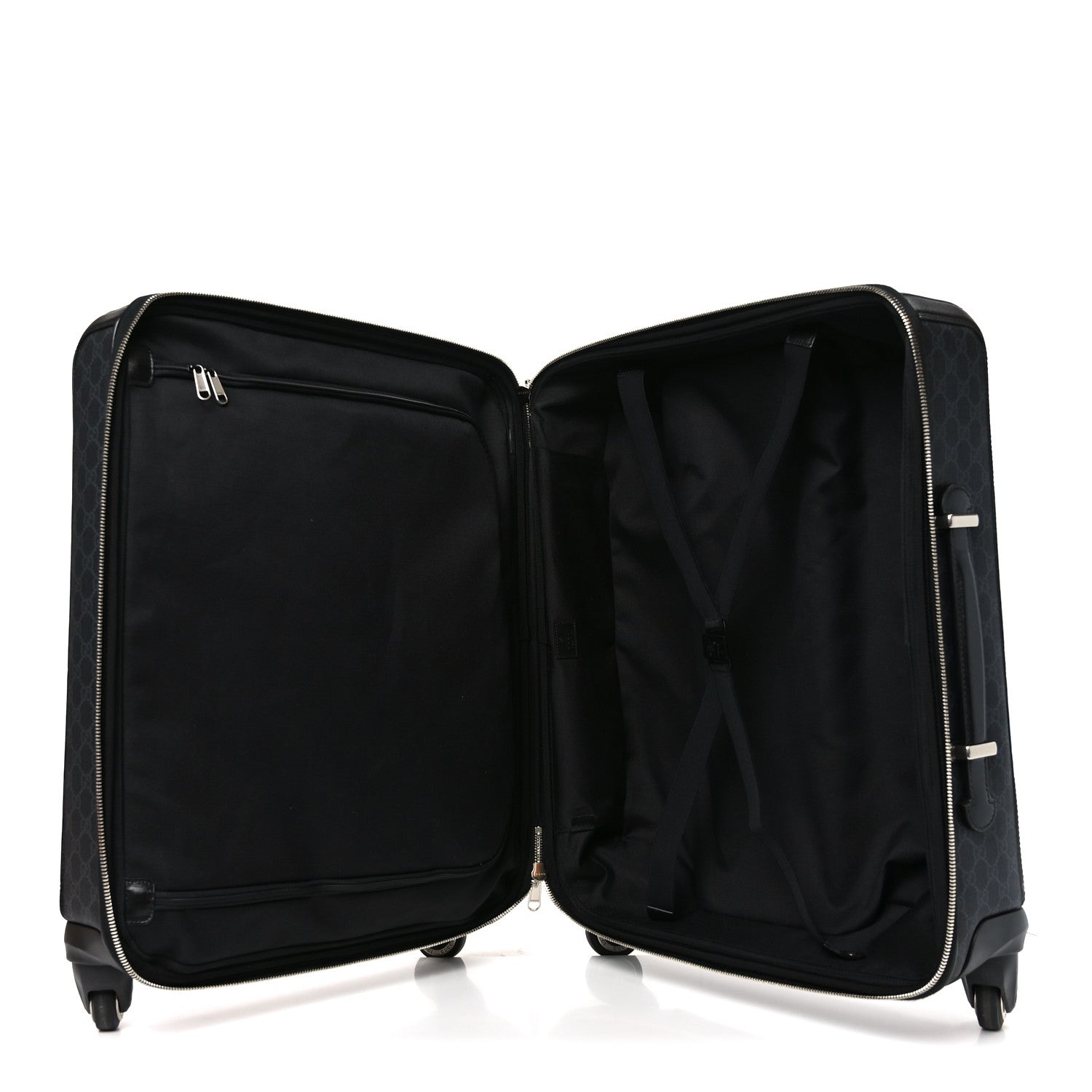 GG SUPREME MONOGRAM AZALEA CALFSKIN RETRO INTERLOCKING G SMALL SAVOY CABIN TROLLEY BLACK
