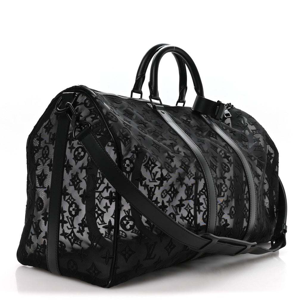 MONOGRAM SEE THROUGH KEEPALL BANDOULIERE 50 BLACK