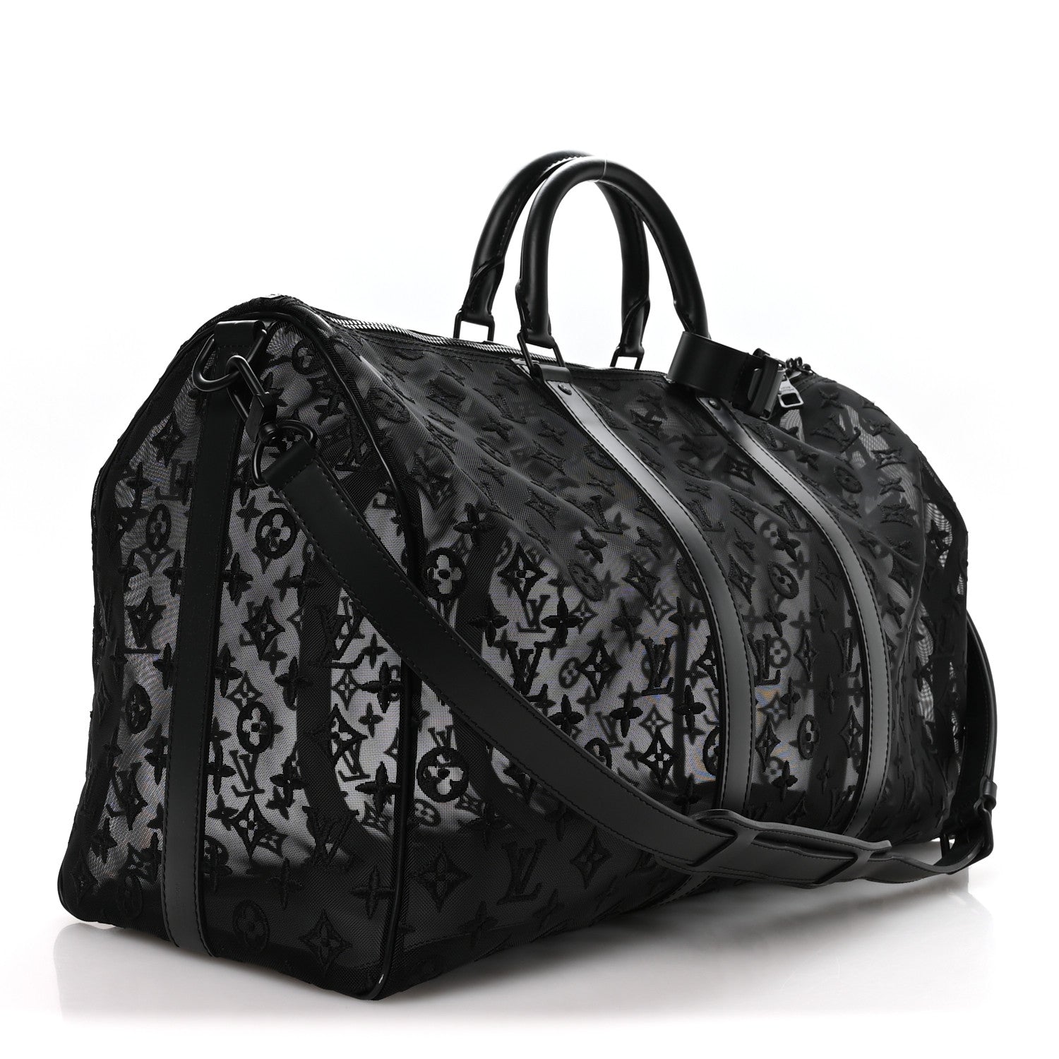 MONOGRAM SEE THROUGH KEEPALL BANDOULIERE 50 BLACK