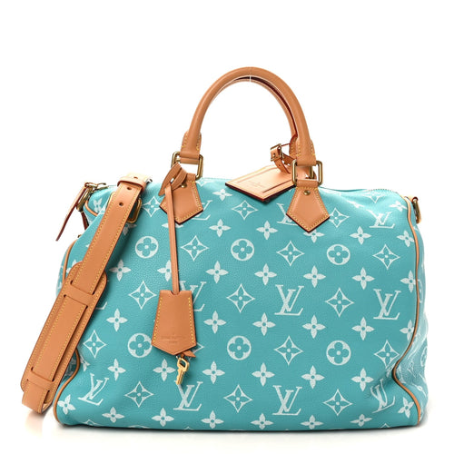 CALFSKIN MONOGRAM SPEEDY P9 BANDOULIERE 40 TURQUOISE